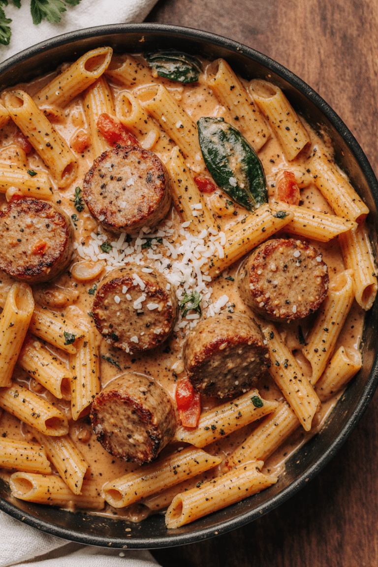 Creamy Cajun Sausage Pasta (One Pot)